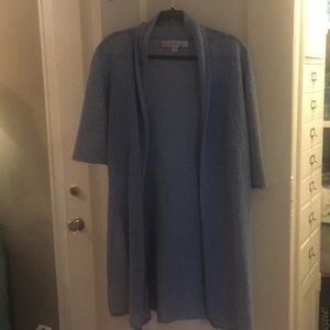 3/4 sleeve open front long sweater